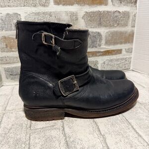 frye valerie womens size 8 shoes black leather shearling lined winter boots